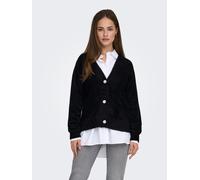 Strickjacke ONLY "ONLELLA PIUMO LS CARDIGAN KNT NOOS", Damen, Gr. S, schwarz, Strick, Obermaterial: 70% Nylon, 30% Polyacryl, unifarben, regular fit hüftbedeckend, V-Ausschnitt, Rippbündchen, Strickja
