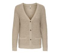 Strickjacke ONLY "ONLGEENA LS BUTTON CARDIGAN KNT", Damen, Gr. S, simply taupe, Strick, Obermaterial: 65% Polyacryl, 35% Polyamid, unifarben, regular fit, V-Ausschnitt, Rippbündchen, Strickjacken Stri