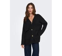 Strickjacke ONLY "ONLIBI LS RIB LOOSE CARDIGAN KNT NOOS", Damen, Gr. M, schwarz, Strick, Obermaterial: 50% Viskose, 27% Nylon, 23% Polyester, unifarben, regular fit, V-Ausschnitt, Strickjacken Strickj