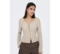 Strickjacke ONLY "ONLILSE L/S CARIDGAN STRUC JRS", Damen, Gr. S, silber lining, Jersey, Obermaterial: 100% Polyester, unifarben, normal, V-Ausschnitt, Strickjacken Strickjacke, Kunstfaser, V-Ausschnit