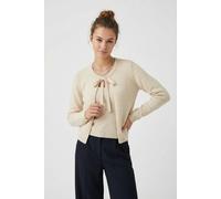 Strickjacke ONLY "ONLJESSIE LS ONE STRING CARDIGA KNT", Damen, Gr. L, beige (pumice stone detail:melange), Strick, Obermaterial: 35% Polyester, 30% Nylon, 25% Polyacryl, 7% Wolle, 3% Elasthan, meliert