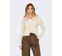 Strickjacke ONLY "ONLKATIA LS CABLE V-NECK CARDIGAN CC KNT", Damen, Gr. L, grau (weißcap gray detail:melange), Strick, Obermaterial: 50% Viskose, 27% Nylon, 23% Polyester, meliert, figurbetont normal,