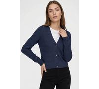 Strickjacke ONLY "ONLKATIA LS CABLE V-NECK CARDIGAN CC KNT", Damen, Gr. L (40), naval academy detail:with melange, Strick, Obermaterial: 50% Viskose, 27% Nylon, 23% Polyester, meliert, modisch, figurb