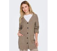 Strickjacke ONLY "ONLKATIA LS RIB V LOOSE CARDIGAN CC KNT", Damen, Gr. S (36), braun (malt ball detail:melange), Strick, Obermaterial: 50% Viskose, 27% Nylon, 23% Polyester, meliert, oversize, V-Aussc