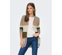Strickjacke ONLY "ONLLESLY L/S OPEN CARDIGAN KNT NOOS", Damen, Gr. S, grün (hedge grün stripes:with toasted coconut, pumice stone, breen), Strick, Obermaterial: 50% Viskose, 27% Nylon, 23% Polyester,