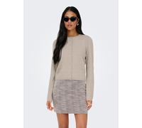 Strickjacke ONLY "ONLLOYAL LIFE LS O-NECK BUT CAR KNT NOOS", Damen, Gr. M, beige detail:melange, Strick, Obermaterial: 80% Polyester, 20% Nylon, meliert, bequem normal, Rundhals, Strickjacken Strickja