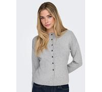 Strickjacke ONLY "ONLLUCY LS O-NECK CARDIGAN EX KNT", Damen, Gr. M, grau (light grau melange detail:dunkelgrau buttons), Strick, Obermaterial: 50% Polyester, 36% Viskose, 14% Nylon, unifarben, regular