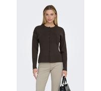 Strickjacke ONLY "ONLLUCY LS O-NECK CARDIGAN EX KNT", Damen, Gr. XL, braun (chocolate torte detail:dtm buttons), Strick, Obermaterial: 50% Polyester, 36% Viskose, 14% Nylon, unifarben, regular fit nor