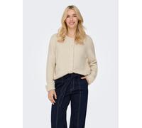 Strickjacke ONLY "ONLMAGGIE LIFE LS BUTTON CARDIGAN CC KNT", Damen, Gr. S, beige (birch detail:melange), Strick, Obermaterial: 70% Polyester, 21% Nylon, 8% Wolle, 1% Elasthan, meliert, regular fit, Ru