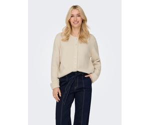 Strickjacke ONLY "ONLMAGGIE LIFE LS BUTTON CARDIGAN CC KNT", Damen, Gr. S, beige (birch detail:melange), Strick, Obermaterial: 70% Polyester, 21% Nylon, 8% Wolle, 1% Elasthan, meliert, regular fit, Ru