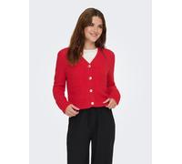 Strickjacke ONLY "ONLMAGGIE LIFE LS V-NECK CARDI CC KNT", Damen, Gr. S, salsa detail:melange, Strick, Obermaterial: 70% Polyester, 21% Nylon, 8% Wolle, 1% Elasthan, meliert, regular fit, V-Ausschnitt,