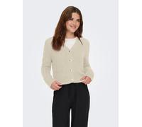 Strickjacke ONLY "ONLMAGGIE LIFE LS V-NECK CARDI CC KNT", Damen, Gr. XL, beige (birch detail:melange), Strick, Obermaterial: 70% Polyester, 21% Nylon, 8% Wolle, 1% Elasthan, meliert, regular fit, V-Au