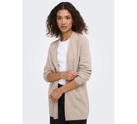 Strickjacke ONLY "ONLMARY LS OPEN RIB CARDI KNT", Damen, Gr. L, beige (mocha meringue detail:melange), Strick, Obermaterial: 50% Viskose, 27% Nylon, 23% Polyester, meliert, regular fit normal, V-Aussc