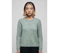 Strickjacke ONLY "ONLOLIVIA LS O-NECK CARDIGAN CC KNT", Damen, Gr. L, grün (aqua gray detail:melange, dtm horn button), Strick, Obermaterial: 84% Polyester, 7% Polyacryl, 5% Wolle, 4% Elasthan, melier