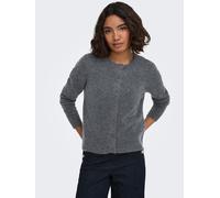 Strickjacke ONLY "ONLOLIVIA LS O-NECK CARDIGAN CC KNT", Damen, Gr. M, grau (dunkelgrau melange detail:dtm horn button), Strick, Obermaterial: 84% Polyester, 7% Polyacryl, 5% Wolle, 4% Elasthan, melier