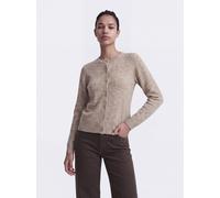 Strickjacke ONLY "ONLOLIVIA LS O-NECK CARDIGAN CC KNT", Damen, Gr. XS, beige (humus detail:melange, dtm horn button), Strick, Obermaterial: 84% Polyester, 7% Polyacryl, 5% Wolle, 4% Elasthan, meliert,