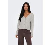 Strickjacke ONLY "ONLRENE LIFE LS CARDIGAN CC KNT", Damen, Gr. M, light grau melange detail:silber button, Strick, Obermaterial: 65% Polyester, 13% Nylon, 13% Polyacryl, 6% Wolle, 3% Elasthan, unifarb