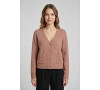 Strickjacke ONLY "ONLRENE LIFE LS CARDIGAN CC KNT", Damen, Gr. M, mocha mousse detail:melange, sliver button, Strick, Obermaterial: 65% Polyester, 13% Nylon, 13% Polyacryl, 6% Wolle, 3% Elasthan, meli