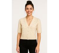 Strickjacke ONLY "ONLRENE LIFE SS BLING CARDIGAN CC KNT", Damen, Gr. XS, birch detail:bling, Strick, Obermaterial: 65% Polyester, 13% Nylon, 13% Polyacryl, 6% Wolle, 3% Elasthan, unifarben, regular fi