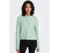 Strickjacke ONLY "ONLSIMONI L/S O-NECK CARDIGAN KNT NOOS", Damen, Gr. S, grün (ether detail:melange), Strick, Obermaterial: 74% Polyacryl, 24% Polyester, 2% Elasthan, meliert, relaxed fit hüftlang, Ru