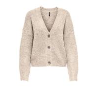 Strickjacke ONLY "ONLZOEY L/S V-NECK CARDIGAN KNT NOOS", Damen, Gr. XS, beige (weißcap gray detail:with melange), Strick, Obermaterial: 71% Polyacryl, 21% Polyester, 6% Nylon, 2% Elasthan, meliert, re
