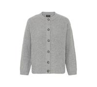 Strickjacke OXMO "Strickjacke OXBmmolara", Damen, Gr. L, grau (mid grau melange), Obermaterial: 93% Polyester PES. 5% Wolle mw. 2% Elasthan EL., Strickjacken Strickjacke (19842508-L) mid grau melange