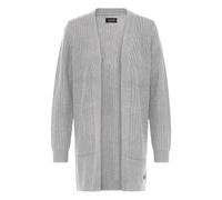 Strickjacke OXMO "Strickjacke OXEDNA", Damen, Gr. XL, grau (medium grau melange), Obermaterial: 100% Polyacryl PAN., Strickjacken Strickjacke (82941233-XL) medium grau melange