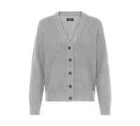 Strickjacke OXMO "Strickjacke OXEDNA", Damen, Gr. XS, grau (medium grau melange), Obermaterial: 100% Polyacryl PAN., Strickjacken Strickjacke (56330003-XS) medium grau melange