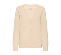 Strickjacke OXMO "Strickjacke OXFiana", Damen, Gr. S, beige (cement melange), Obermaterial: 70% Baumwolle CO recyc.. 30% Polyester Pol. recyc.., Strickjacken Strickjacke (46611047-S) cement melange