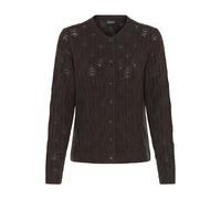 Strickjacke OXMO "Strickjacke OXFSINVA", Damen, Gr. XS, braun (chocolate torte melange), Obermaterial: 76% Polyacryl PAN. 21% Polyester PES. 3% Elasthan EL., Strickjacken Strickjacke (46690441-XS) cho