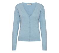 Strickjacke OXMO "Strickjacke OXHelene", Damen, Gr. L, blau (blau bell melange), Obermaterial: 80% Viskose CV. 20% Nylon NY., Strickjacken Strickjacke (44648930-L) blau bell melange