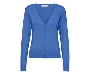 Strickjacke OXMO "Strickjacke OXHelene", Damen, Gr. M, blau (strong blau melange), Obermaterial: 80% Viskose CV. 20% Nylon NY., Strickjacken Strickjacke (84007769-M) strong blau melange