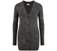 OXMO OXPhilemona Damen Lange Strickjacke Grobstrick Cardigan Longstrickjacke mit aufgesetzten Taschen Knöpfen 100% Baumwolle Regular fit, Größe:S, Farbe:Black (799000)