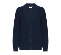 Strickjacke OXMO "Strickjacke OXKIMMIE", Damen, Gr. L, blau (total eclipse), Obermaterial: 70% Baumwolle CO recyc.. 30% Polyester Pol. recyc.., Strickjacken Strickjacke (81730900-L) total eclipse