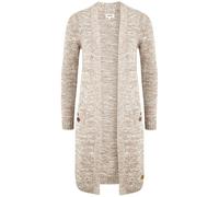 OXMO OXPhiletta Damen Lange Strickjacke Grobstrick Cardigan Longstrickjacke aufgesetzte Taschen 100% Baumwolle Regular fit, Größe:L, Farbe:Dune (795409)