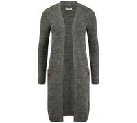 OXMO OXPhiletta Damen Lange Strickjacke Grobstrick Cardigan Longstrickjacke aufgesetzte Taschen 100% Baumwolle Regular fit, Größe:S, Farbe:Dark Grey (792890)