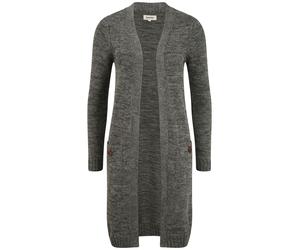 Strickjacke OXMO "Strickjacke OXPhiletta", Damen, Gr. XS, grau (dunkelgrau), Obermaterial: 100% Baumwolle CO., Strickjacken Strickjacke (30678662-XS) dunkelgrau