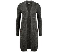 OXMO OXPhiletta Damen Lange Strickjacke Grobstrick Cardigan Longstrickjacke aufgesetzte Taschen 100% Baumwolle Regular fit, Größe:XS, Farbe:Black (799000)
