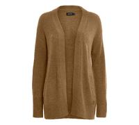 Strickjacke OXMO "Strickjacke OXSally", Damen, Gr. S, beige (tannin melange), Obermaterial: 62% Polyacryl PAN. 28% Polyamid PA. 8% Wolle WO. 2% Elasthan EL., unifarben, hüftlang, Strickjacken Strickja