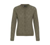 Strickjacke OXMO "Strickjacke OXSinva", Damen, Gr. XXL, grün (smokey olive melange), Obermaterial: 76% Polyacryl PAN. 21% Polyester PES. 3% Elasthan EL., Strickjacken Strickjacke (73759834-XXL) smokey