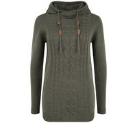 OXMO OXCable Damen Strickpullover Grobstrick Pullover mit Kapuze Kordelzug Rippbündchen Regular fit, Größe:XS, Farbe:Dark Grey (792890)