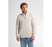 Strickjacke PETROL INDUSTRIES, Herren, Gr. S, weiß (antique weiß melee), Strick, Obermaterial: 87% Baumwolle, 13% Polyester, meliert, regular fit normal, ohne Ausschnitt, Rippbündchen, Strickjacken St