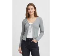 Strickjacke PIECES "PCKITTE LS TIE CARDIGAN JRS NOOS BC", Damen, Gr. S, medium grau melange, Strick, Obermaterial: 95% Baumwolle, 5% Elasthan, unifarben, figurbetont normal, V-Ausschnitt, Strickjacken