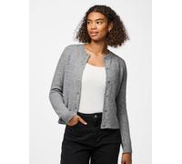 Strickjacke PIECES "PCMALOU LS KNIT CARDIGAN NOOS BC", Damen, Gr. S, grau (medium grau melange), Strick, Obermaterial: 65% Polyester, 17% Polyacryl, 10% Nylon, 5% Wolle, 3% Elasthan, unifarben, slim f