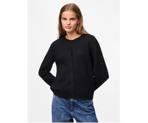 Strickjacke PIECES "PCMALOU LS KNIT CARDIGAN NOOS BC", Damen, Gr. S, schwarz, Strick, Obermaterial: 65% Polyester, 17% Polyacryl, 10% Nylon, 5% Wolle, 3% Elasthan, unifarben, slim fit taillenbedeckt,