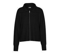 Strickjacke PIECES "PCMALOU LS ZIP KNIT CARDIGAN NOOS BC", Damen, Gr. S, schwarz, Strick, Obermaterial: 65% Polyester, 17% Polyacryl, 10% Nylon, 5% Wolle, 3% Elasthan, unifarben, slim fit normal, Ripp