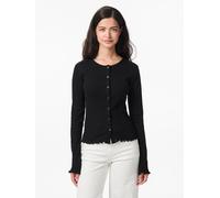 Pieces Slim Fit Strickjacke aus reiner Baumwolle Modell 'MARIE' in Black, Größe M
