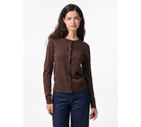 Strickjacke PIECES "PCNORA LS O-NECK KNIT CARDIGAN NOOS BC", Damen, Gr. L, braun (hot fudge), Strick, Obermaterial: 50% Viskose, 28% Polyester, 22% Nylon, unifarben, slim fit normal, Rundhals, Strickj