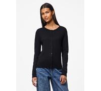 Strickjacke PIECES "PCNORA LS O-NECK KNIT CARDIGAN NOOS BC", Damen, Gr. XL (42), schwarz, Strick, Obermaterial: 50% Viskose, 28% Polyester, 22% Nylon, unifarben, modisch, slim fit normal, Rundhals, La