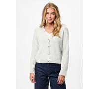 Strickjacke PIECES "PCORA LS V-NECK KNIT CARDIGAN PWP BC", Damen, Gr. XS, cloud dancer, Strick, Obermaterial: 80% Polyester, 20% Nylon, unifarben, normal, V-Ausschnitt, Strickjacken Strickjacke (76694